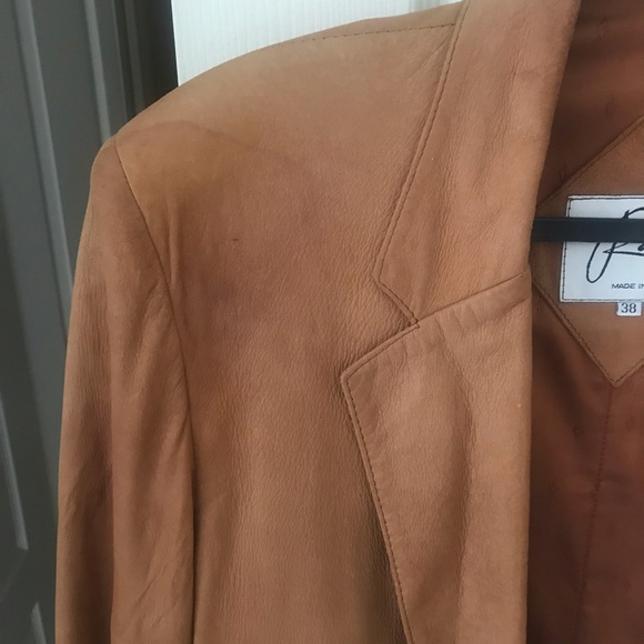 Remy leather tan soft suede blazer coat - Picture 3 of 7